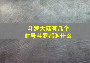 斗罗大陆有几个封号斗罗都叫什么