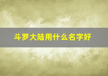 斗罗大陆用什么名字好