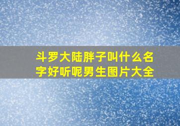 斗罗大陆胖子叫什么名字好听呢男生图片大全