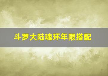 斗罗大陆魂环年限搭配