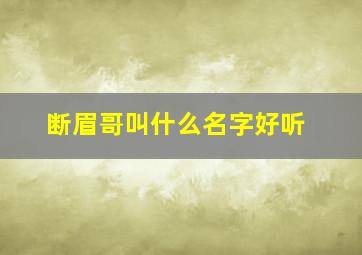 断眉哥叫什么名字好听