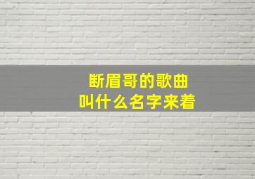 断眉哥的歌曲叫什么名字来着