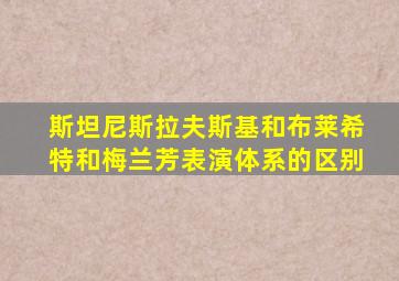 斯坦尼斯拉夫斯基和布莱希特和梅兰芳表演体系的区别