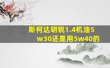 斯柯达明锐1.4机油5w30还是用5w40的