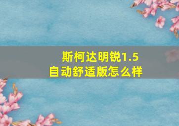 斯柯达明锐1.5自动舒适版怎么样