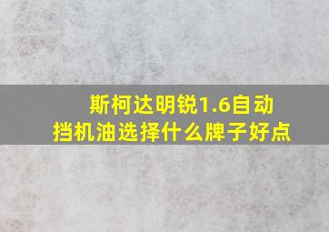 斯柯达明锐1.6自动挡机油选择什么牌子好点