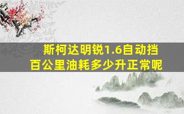 斯柯达明锐1.6自动挡百公里油耗多少升正常呢