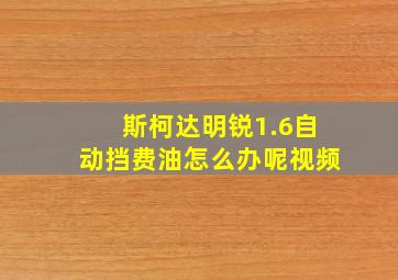 斯柯达明锐1.6自动挡费油怎么办呢视频