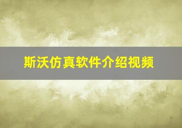 斯沃仿真软件介绍视频