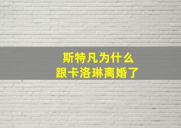 斯特凡为什么跟卡洛琳离婚了