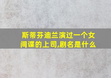 斯蒂芬迪兰演过一个女间谍的上司,剧名是什么