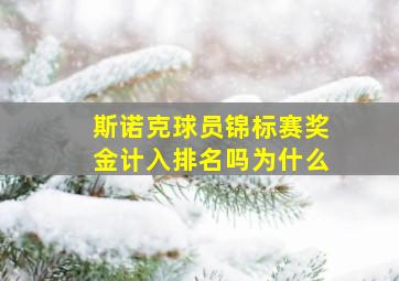 斯诺克球员锦标赛奖金计入排名吗为什么