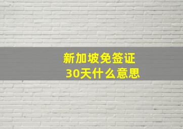 新加坡免签证30天什么意思