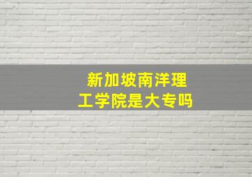 新加坡南洋理工学院是大专吗