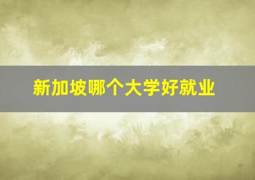 新加坡哪个大学好就业