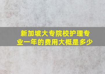 新加坡大专院校护理专业一年的费用大概是多少