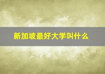 新加坡最好大学叫什么