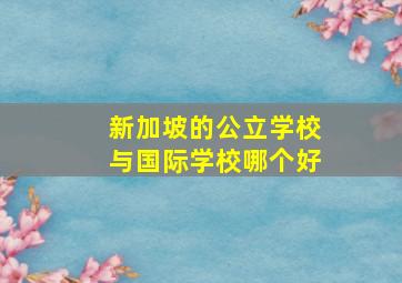 新加坡的公立学校与国际学校哪个好