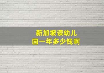 新加坡读幼儿园一年多少钱啊