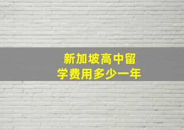 新加坡高中留学费用多少一年