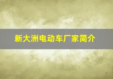 新大洲电动车厂家简介