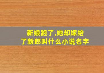 新娘跑了,她却嫁给了新郎叫什么小说名字