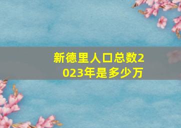 新德里人口总数2023年是多少万