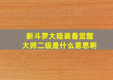 新斗罗大陆装备觉醒大师二级是什么意思啊