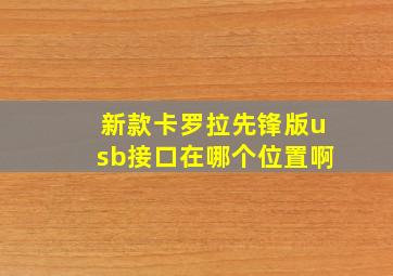 新款卡罗拉先锋版usb接口在哪个位置啊