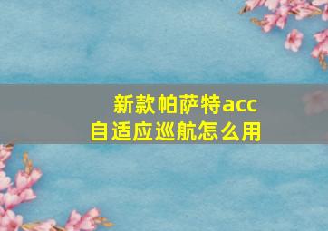 新款帕萨特acc自适应巡航怎么用