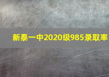 新泰一中2020级985录取率