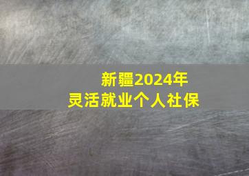 新疆2024年灵活就业个人社保