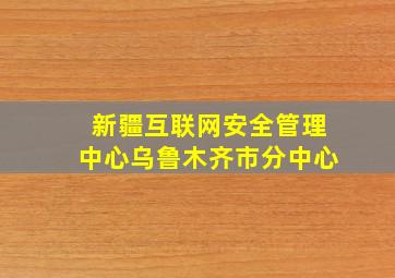 新疆互联网安全管理中心乌鲁木齐市分中心