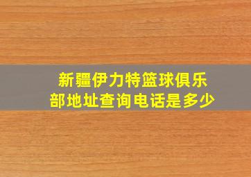 新疆伊力特篮球俱乐部地址查询电话是多少