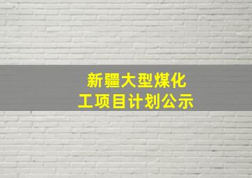 新疆大型煤化工项目计划公示