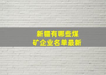 新疆有哪些煤矿企业名单最新