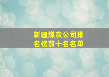 新疆煤炭公司排名榜前十名名单