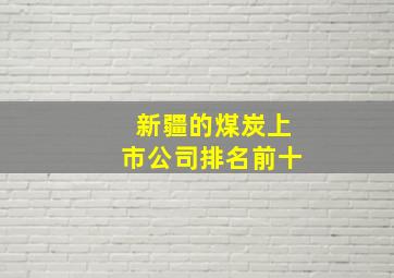 新疆的煤炭上市公司排名前十