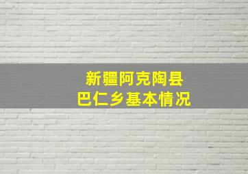 新疆阿克陶县巴仁乡基本情况