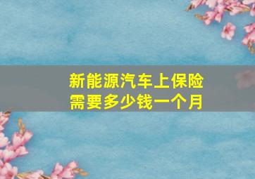 新能源汽车上保险需要多少钱一个月