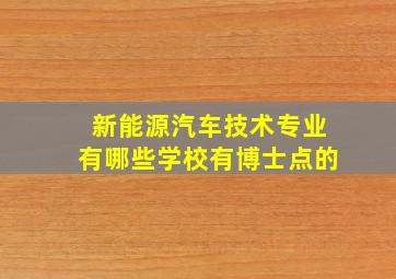 新能源汽车技术专业有哪些学校有博士点的