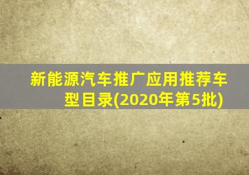 新能源汽车推广应用推荐车型目录(2020年第5批)