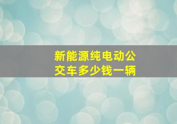 新能源纯电动公交车多少钱一辆