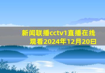 新闻联播cctv1直播在线观看2024年12月20曰