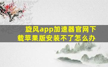 旋风app加速器官网下载苹果版安装不了怎么办