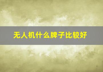 无人机什么牌子比较好