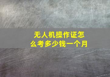 无人机操作证怎么考多少钱一个月