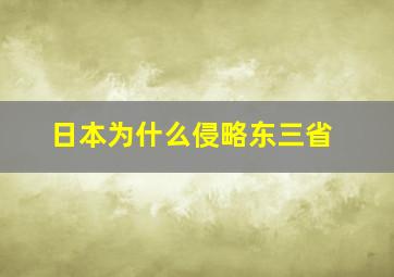 日本为什么侵略东三省