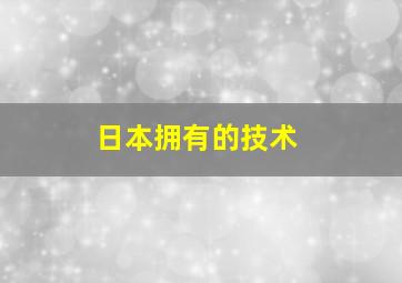 日本拥有的技术