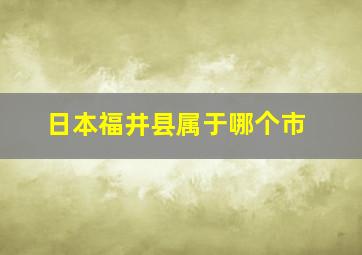 日本福井县属于哪个市